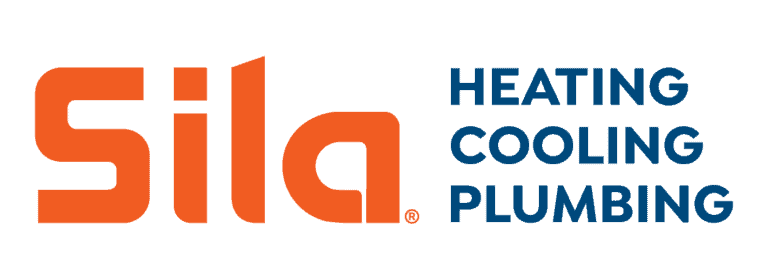 Sila logo in orange text with the words "Heating Cooling Plumbing" in blue text on a white background.
