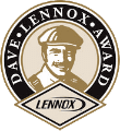 Dave Lennox Award logo featuring a portrait of a man wearing a cap, surrounded by the text "Dave Lennox Award" and the Lennox company logo at the bottom.