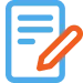A blue clipboard with a white sheet of paper and an orange pencil icon overlaying the paper, representing note-taking or editing, commonly used for 24/7 emergency service documentation.